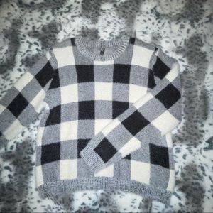 fuzzy black and white sweater!